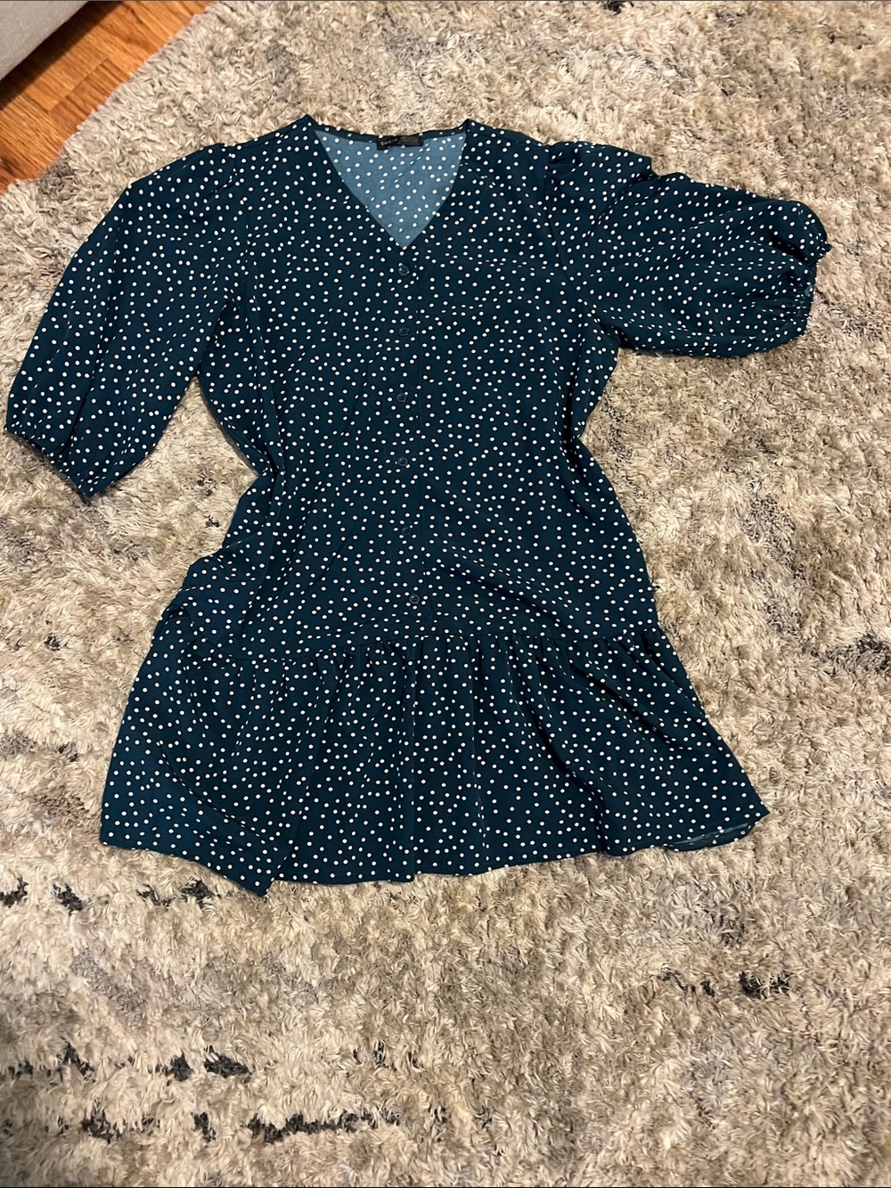 SHEIN green Polka Dot V-Neck Peplum Tunic